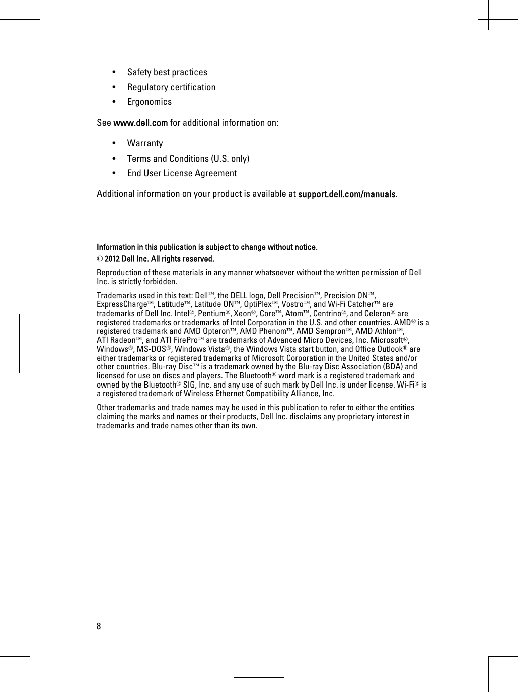 Page 8 of 8 - Dell Dell-Latitude-E6230-Mid-2012-Tech-Sheet- Setup And Features Information Tech Sheet  Dell-latitude-e6230-mid-2012-tech-sheet