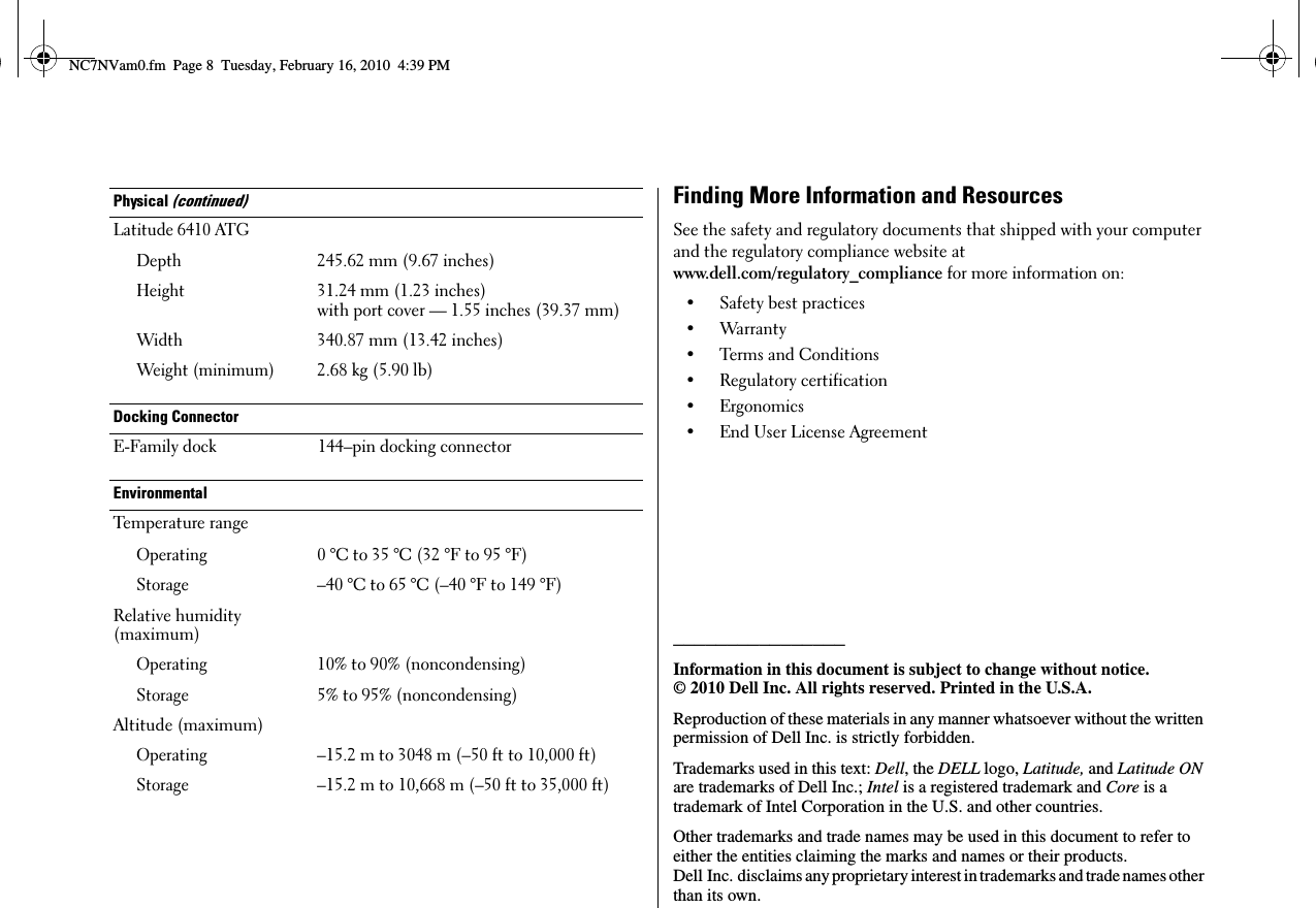 Page 8 of 8 - Dell Dell-Latitude-E6410-Setup-Guide- ManualsLib - Makes It Easy To Find Manuals Online!  Dell-latitude-e6410-setup-guide