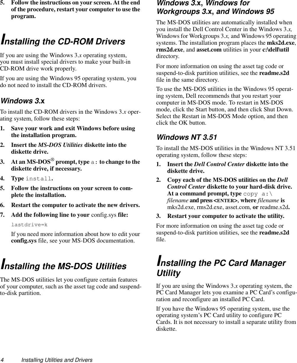 Page 4 of 6 - Dell Dell-Latitude-Xpi-Quick-Start-Guide- Utilities And Drivers Installation  Dell-latitude-xpi-quick-start-guide