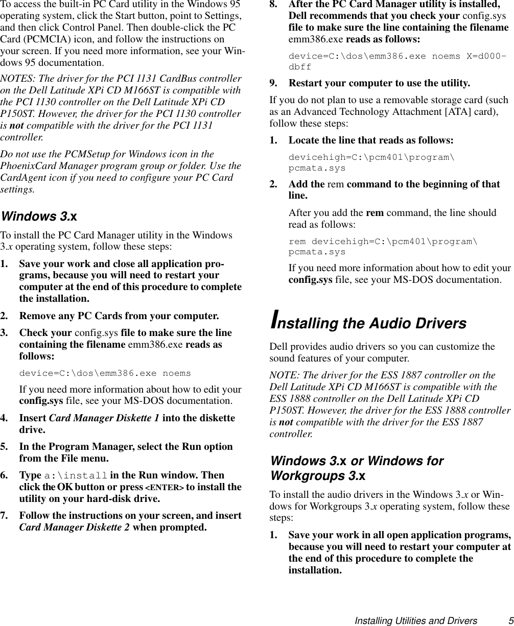 Page 5 of 6 - Dell Dell-Latitude-Xpi-Quick-Start-Guide- Utilities And Drivers Installation  Dell-latitude-xpi-quick-start-guide