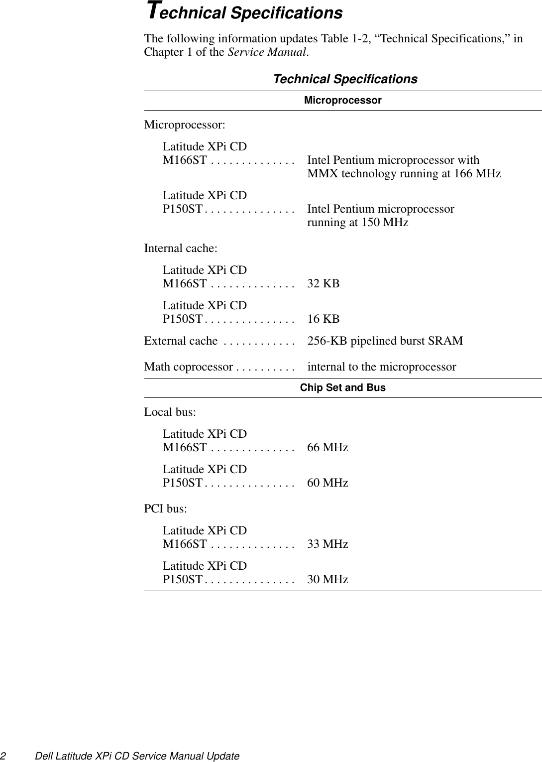 Page 2 of 12 - Dell Dell-Latitude-Xpi-Service-Manual- Service Manual Update  Dell-latitude-xpi-service-manual