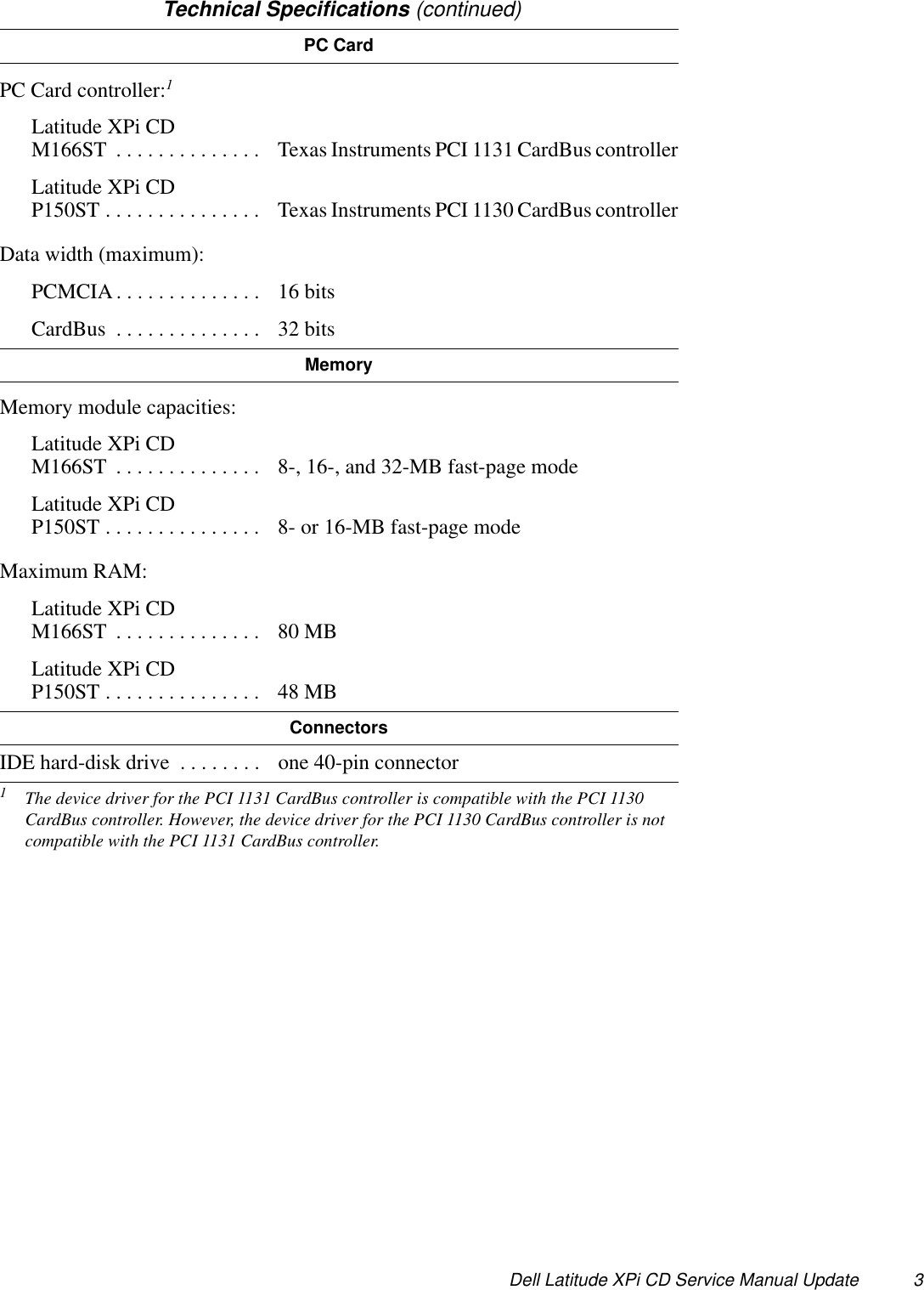 Page 3 of 12 - Dell Dell-Latitude-Xpi-Service-Manual- Service Manual Update  Dell-latitude-xpi-service-manual