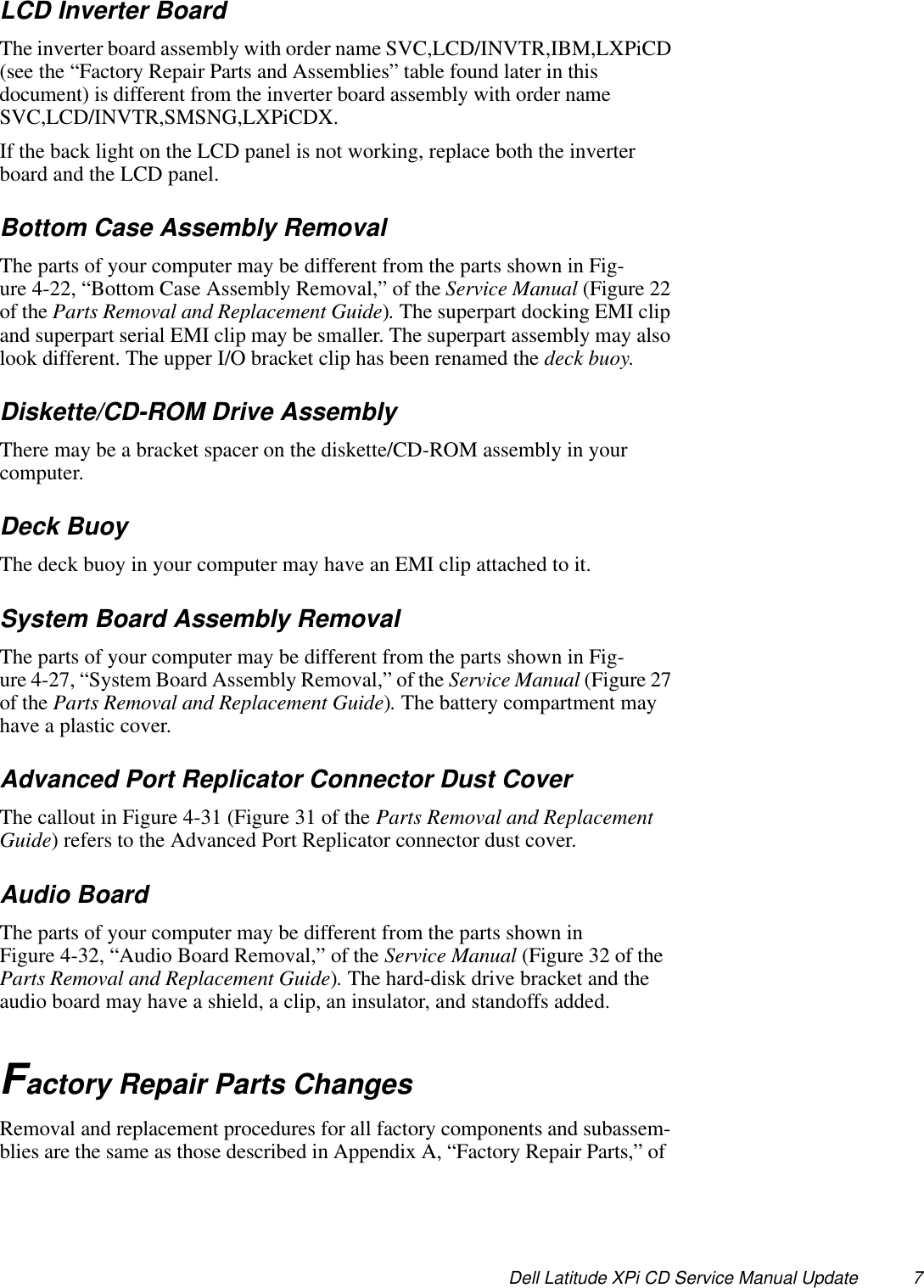 Page 7 of 12 - Dell Dell-Latitude-Xpi-Service-Manual- Service Manual Update  Dell-latitude-xpi-service-manual