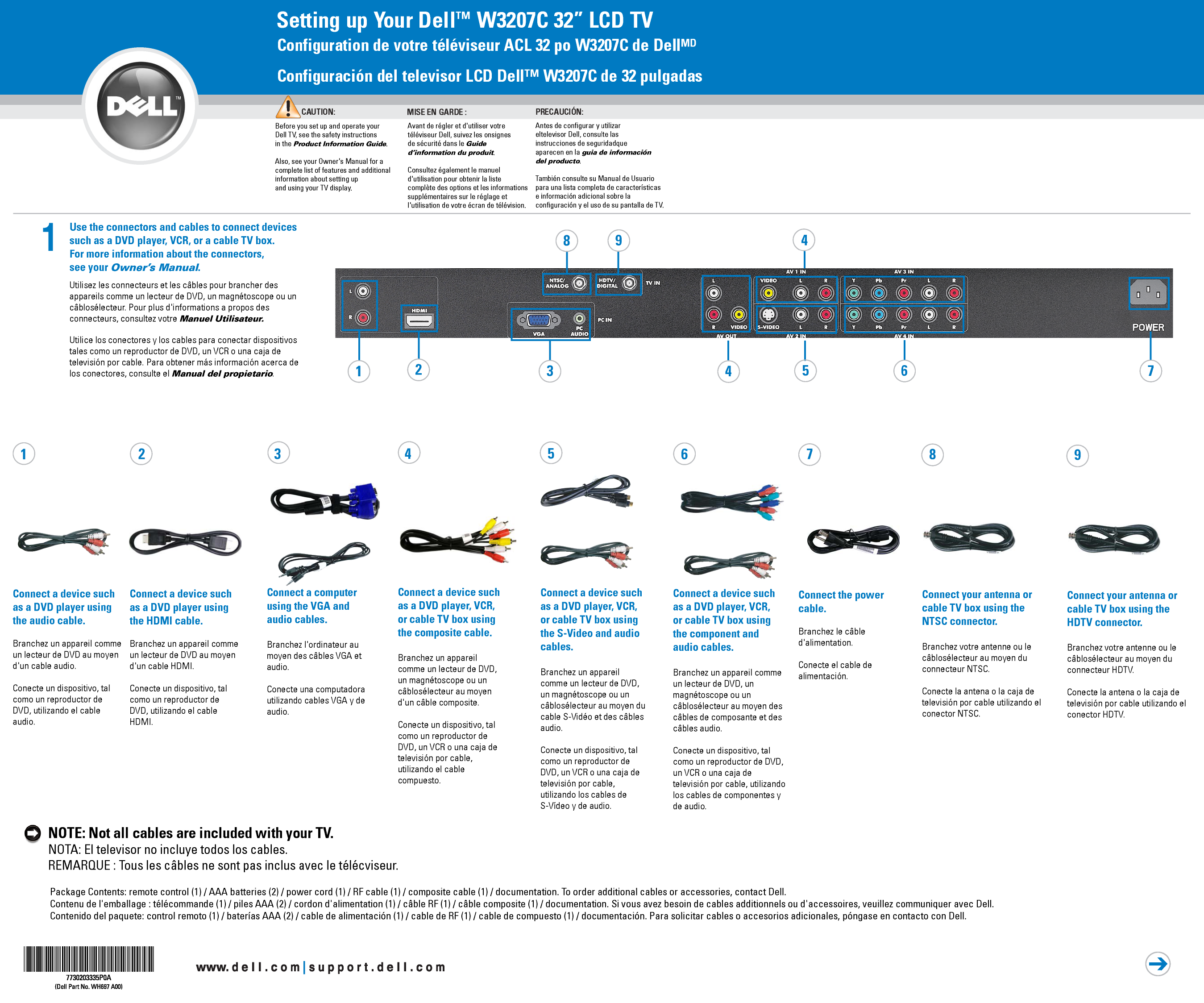 Page 1 of 2 - Dell Dell-Lcd-Tv-W3207C-Setup-Guide- LCD TV W3207C Quick Setup Guide  Dell-lcd-tv-w3207c-setup-guide