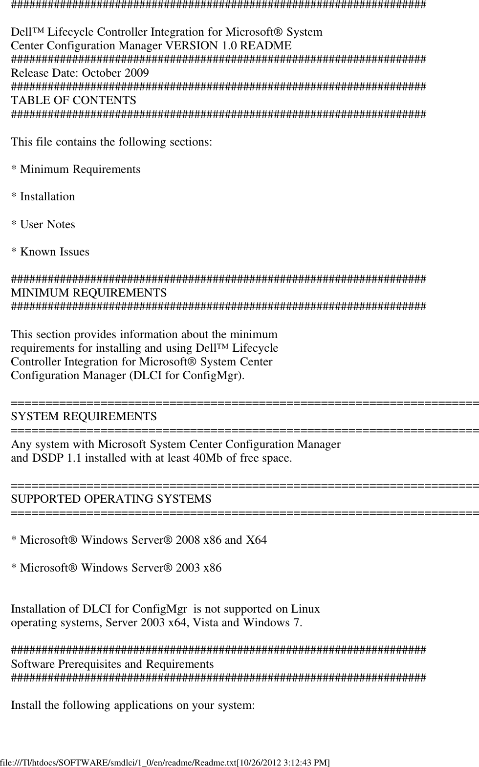 Page 1 of 5 - Dell Dell-Lifecycle-Controller-Integration-For-System-Center-Configuration-Manager-Version-1-0-Owners-Manual- Lifecycle Controller Integration For System Center Configuration Manager Version 1.0 Readme  Dell-lifecycle-controller-integration-for-system-center-configuration-manager-version-1-0-owners-manual