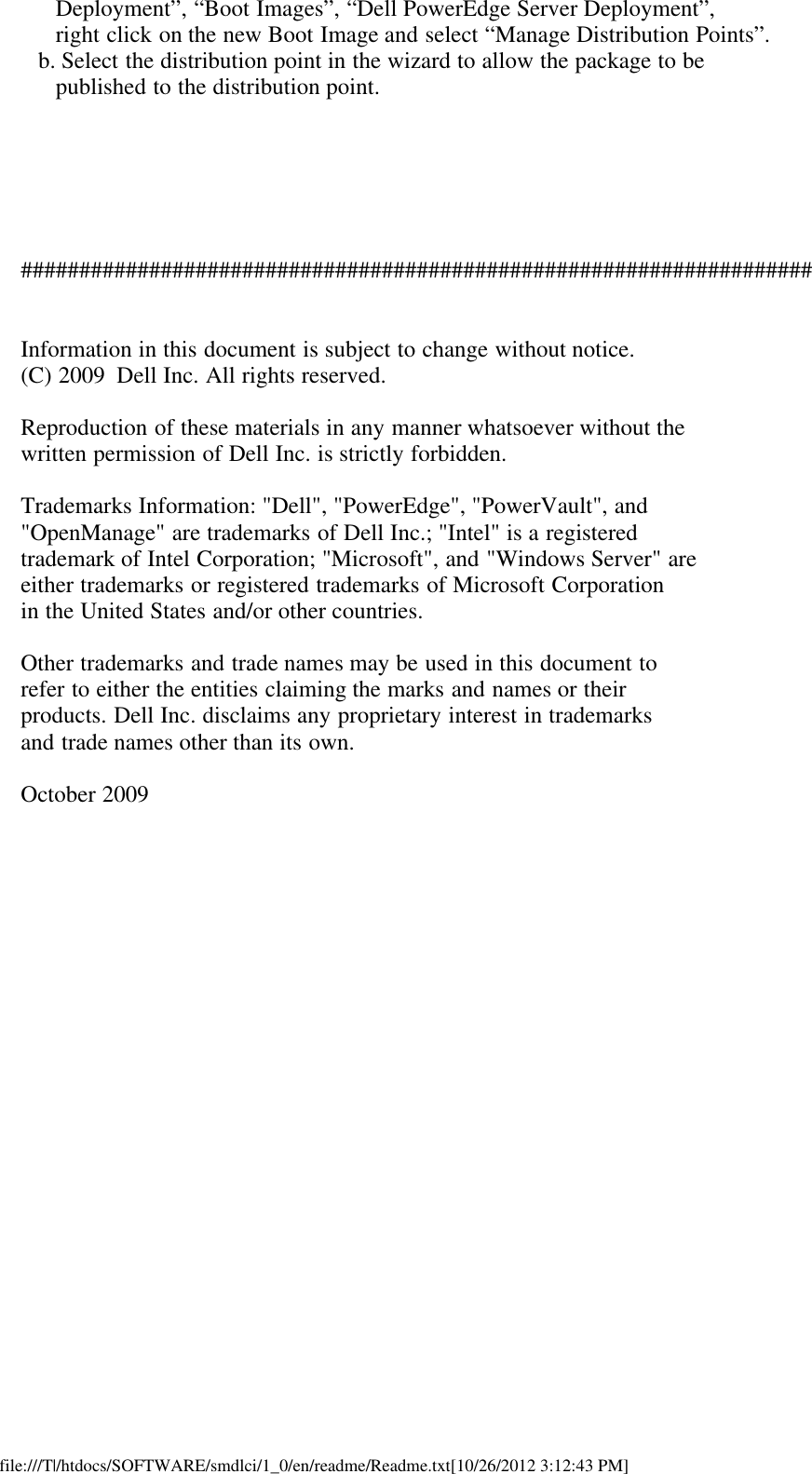 Page 5 of 5 - Dell Dell-Lifecycle-Controller-Integration-For-System-Center-Configuration-Manager-Version-1-0-Owners-Manual- Lifecycle Controller Integration For System Center Configuration Manager Version 1.0 Readme  Dell-lifecycle-controller-integration-for-system-center-configuration-manager-version-1-0-owners-manual