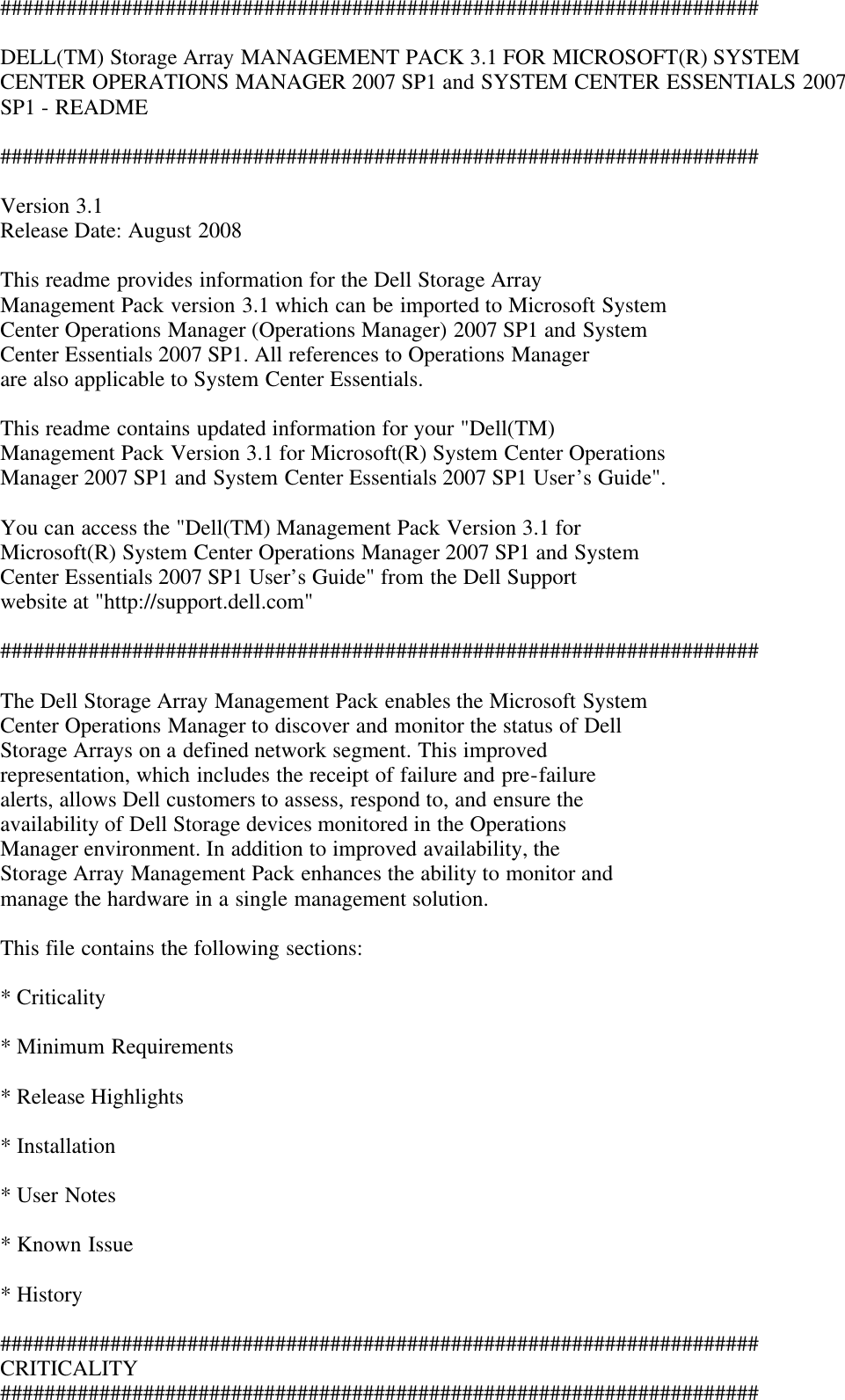 Dell Management Pack Version 3 1 For Microsoft System Center Operations