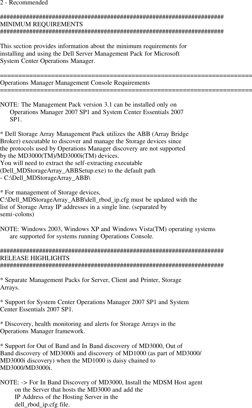 Dell Management Pack Version 3 1 For Microsoft System Center Operations