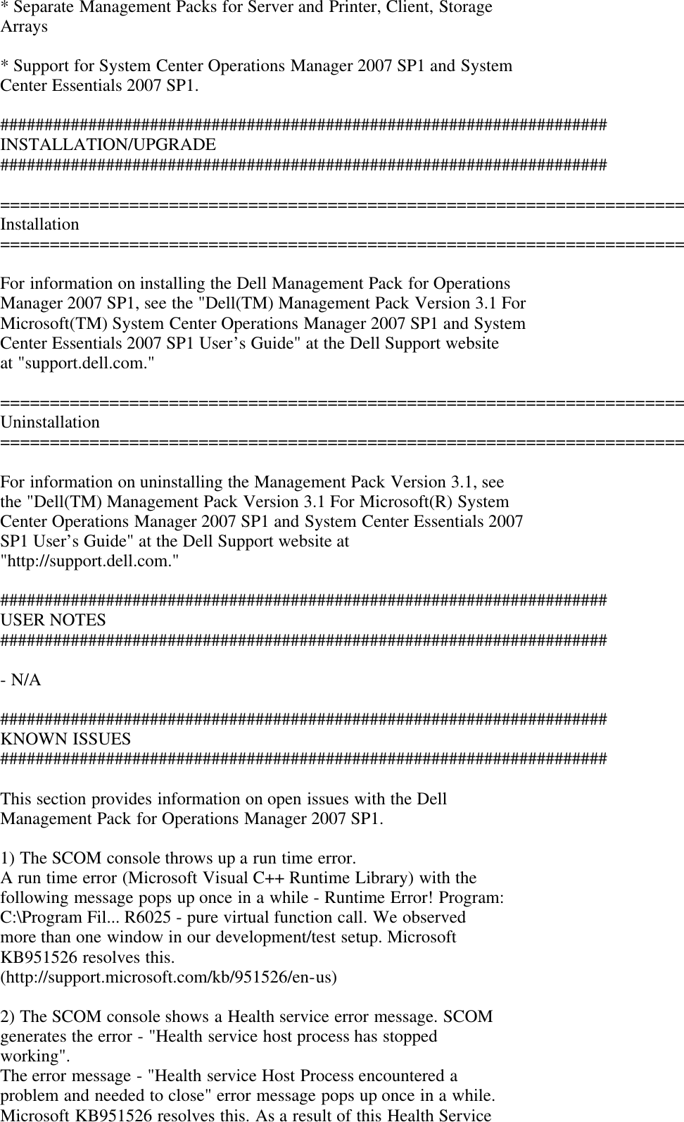 Page 3 of 5 - Dell Dell-Management-Pack-Version-3-2-For-Microsoft-System-Center-Operations-Manager-Owners-Manual- Management Pack Version 3.1 For Microsoft System Center Operations Manager Readme - Client  Dell-management-pack-version-3-2-for-microsoft-system-center-operations-manager-owners-manual