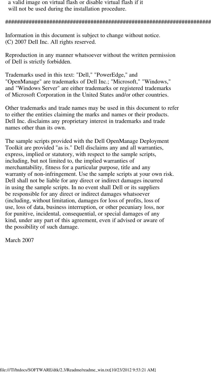 Page 7 of 7 - Dell Dell-Openmanage-Deployment-Toolkit-Version-2-3-Owners-Manual- Readme Windows PE Dell-openmanage-deployment-toolkit-version-2-3-owners-manual