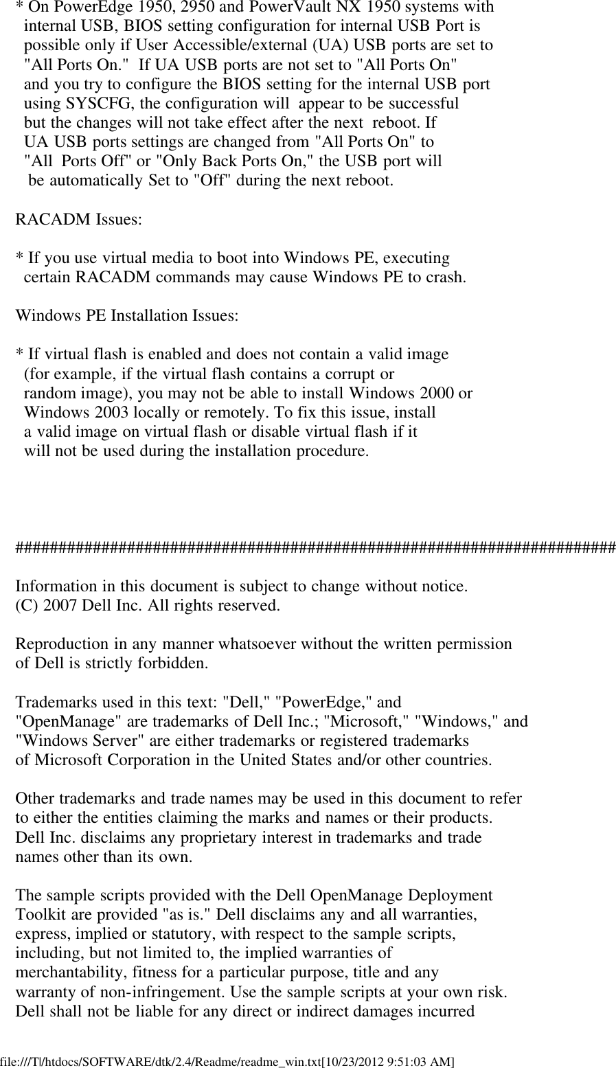 Page 7 of 8 - Dell Dell-Openmanage-Deployment-Toolkit-Version-2-4-Owners-Manual- Readme Windows PE  Dell-openmanage-deployment-toolkit-version-2-4-owners-manual