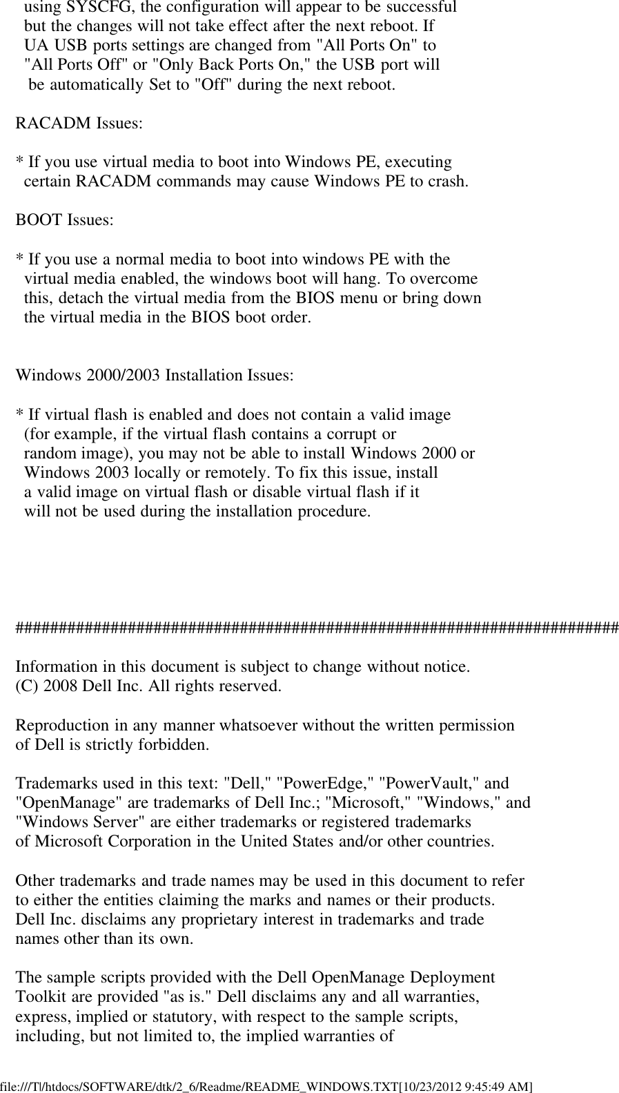 Page 7 of 8 - Dell Dell-Openmanage-Deployment-Toolkit-Version-2-6-Owners-Manual- Readme Windows PE  Dell-openmanage-deployment-toolkit-version-2-6-owners-manual