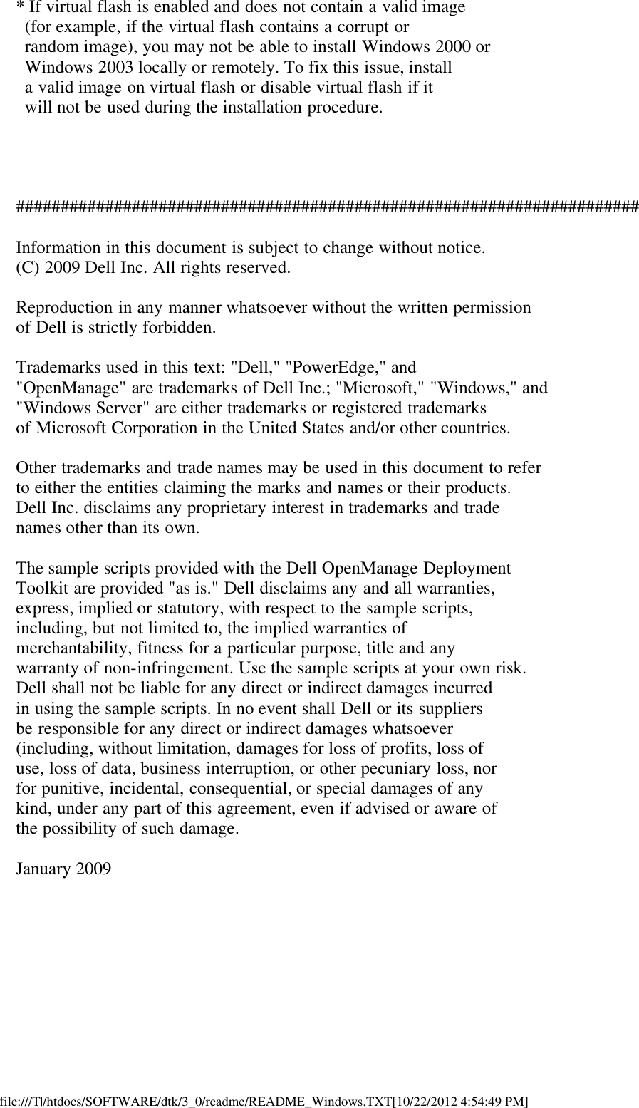 Page 7 of 7 - Dell Dell-Openmanage-Deployment-Toolkit-Version-3-0-Owners-Manual- Readme Windows PE Dell-openmanage-deployment-toolkit-version-3-0-owners-manual