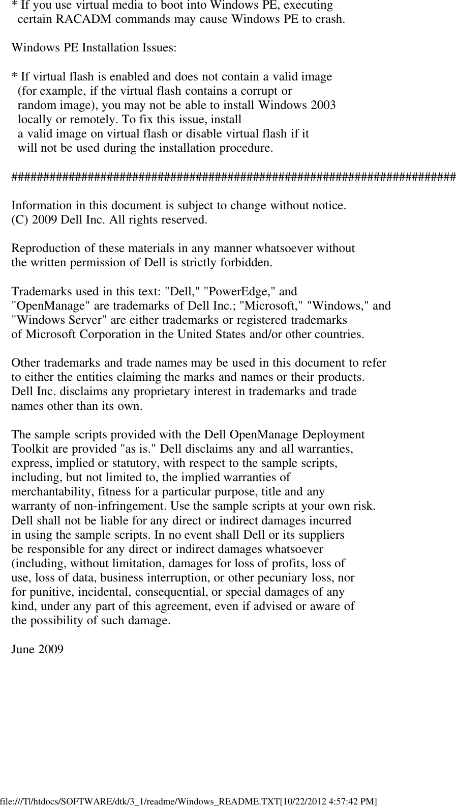 Page 7 of 7 - Dell Dell-Openmanage-Deployment-Toolkit-Version-3-1-Owners-Manual- Readme Windows PE  Dell-openmanage-deployment-toolkit-version-3-1-owners-manual