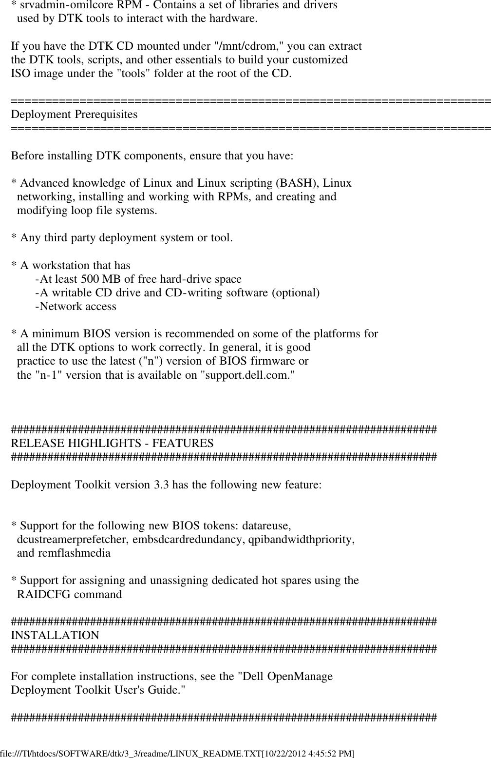 Page 3 of 9 - Dell Dell-Openmanage-Deployment-Toolkit-Version-3-3-Owners-Manual- OpenManage Deployment Toolkit Version 3.3 Readme Linux Dell-openmanage-deployment-toolkit-version-3-3-owners-manual