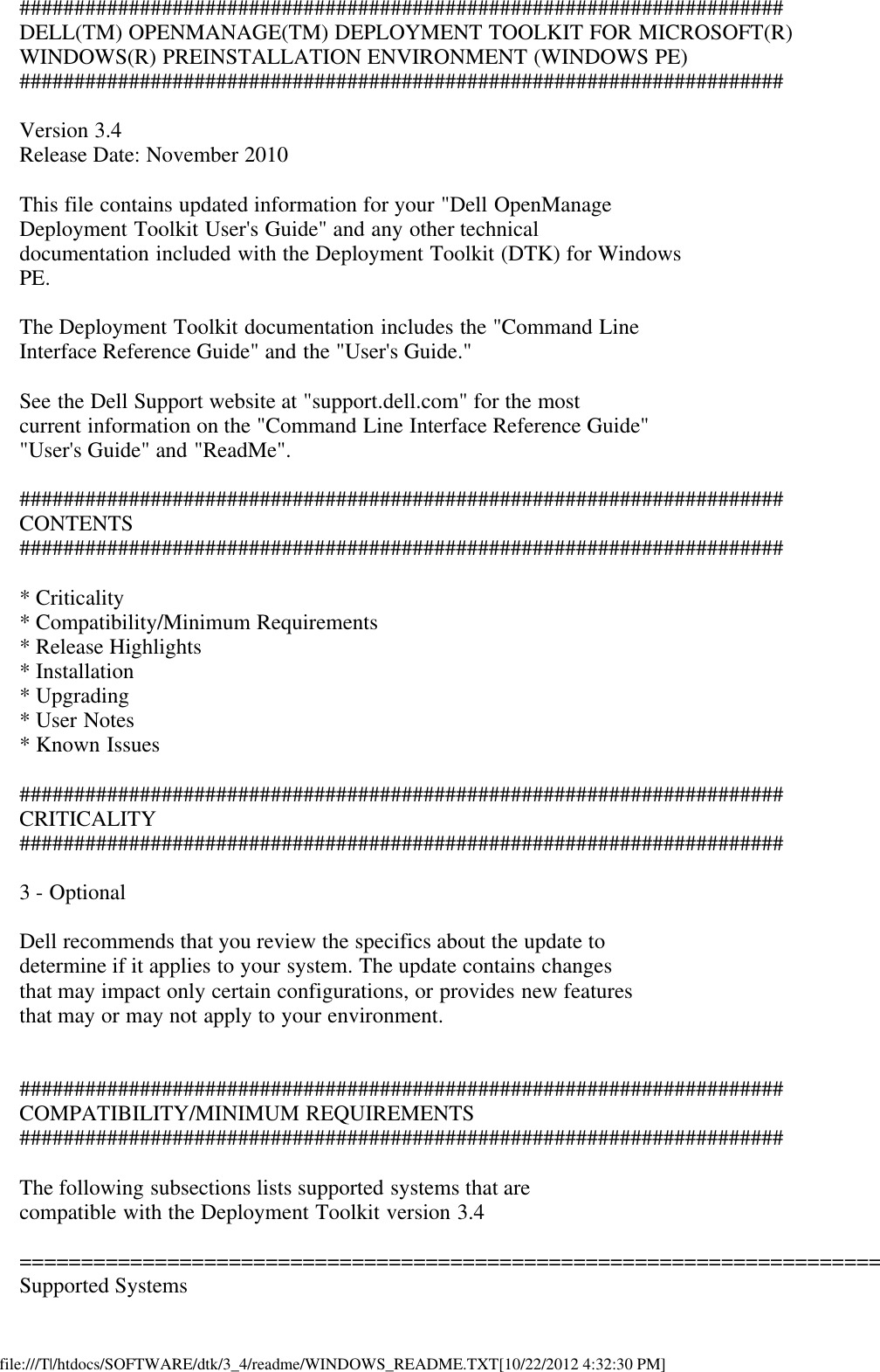 Page 1 of 8 - Dell Dell-Openmanage-Deployment-Toolkit-Version-3-4-Owners-Manual- Readme Windows PE Dell-openmanage-deployment-toolkit-version-3-4-owners-manual