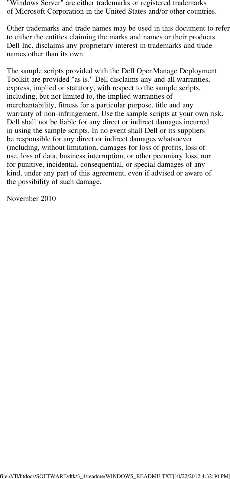 Page 8 of 8 - Dell Dell-Openmanage-Deployment-Toolkit-Version-3-4-Owners-Manual- Readme Windows PE Dell-openmanage-deployment-toolkit-version-3-4-owners-manual