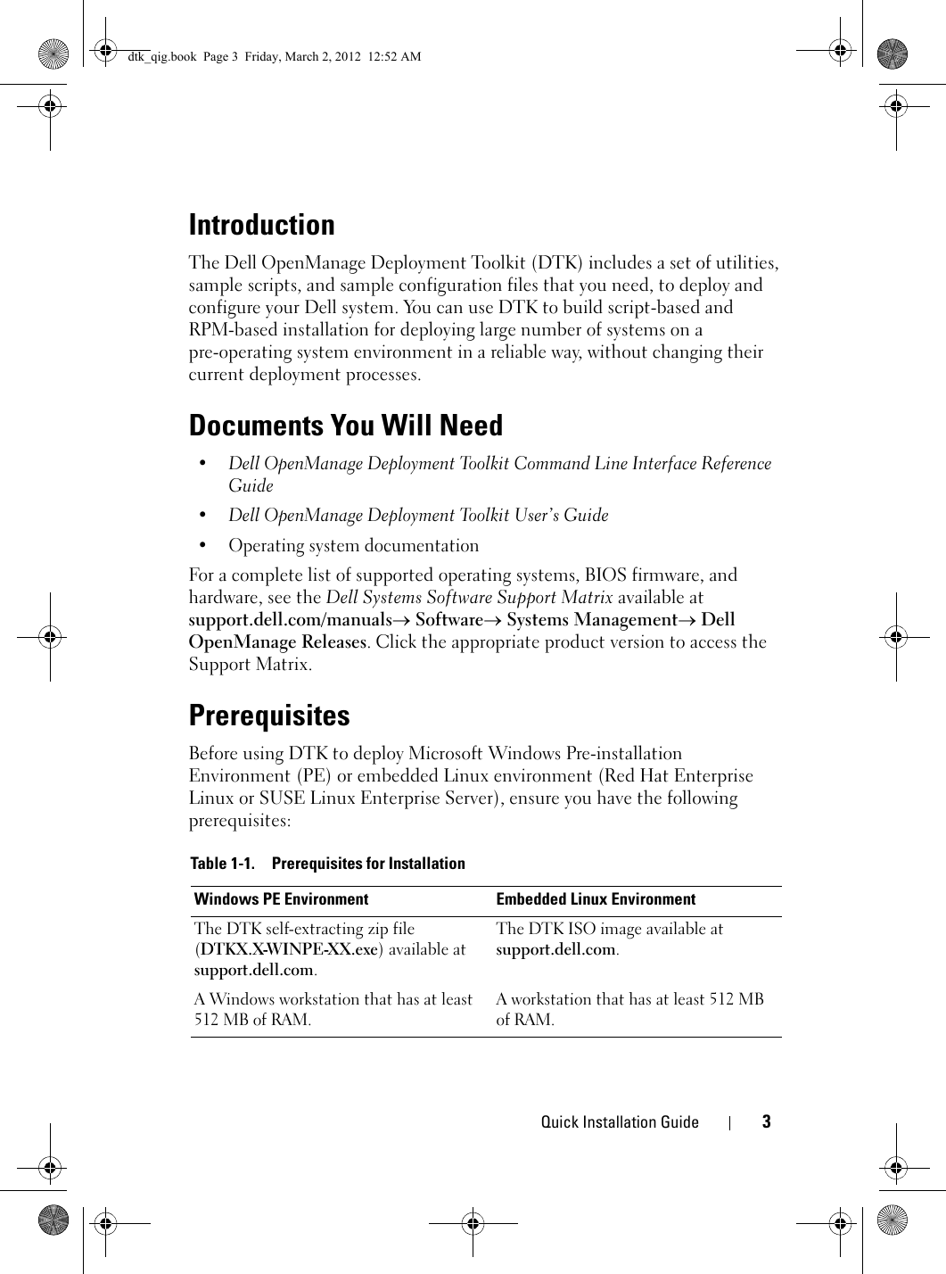 Page 3 of 8 - Dell Dell-Openmanage-Deployment-Toolkit-Version-4-0-Owners-Manual- OpenManage Deployment Toolkit Version 4.0 Installation Guide Dell-openmanage-deployment-toolkit-version-4-0-owners-manual