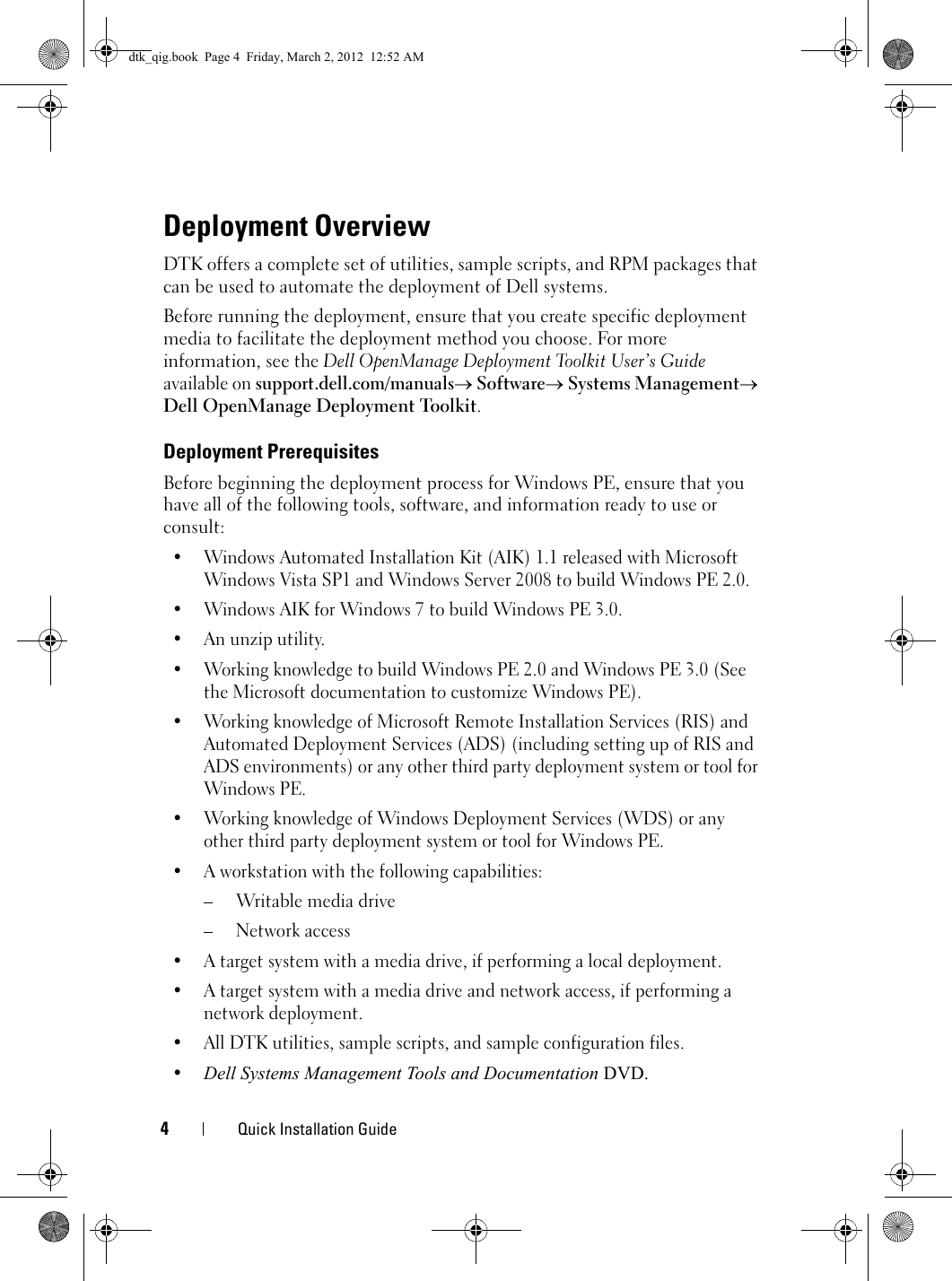 Page 4 of 8 - Dell Dell-Openmanage-Deployment-Toolkit-Version-4-0-Owners-Manual- OpenManage Deployment Toolkit Version 4.0 Installation Guide Dell-openmanage-deployment-toolkit-version-4-0-owners-manual
