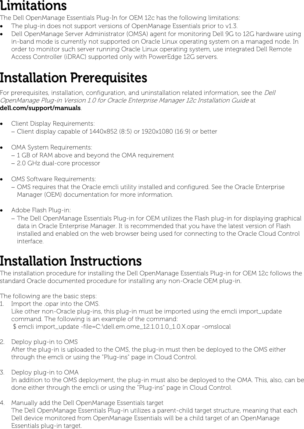 Page 4 of 5 - Dell Dell-Openmanage-Plug-In-Version-1-0-For-Oracle-Enterprise-Manager-12C-Owners-Manual- OpenManage Plug-in Version 1.0 For Oracle Enterprise Manager 12c Release Notes  Dell-openmanage-plug-in-version-1-0-for-oracle-enterprise-manager-12c-owners-manual