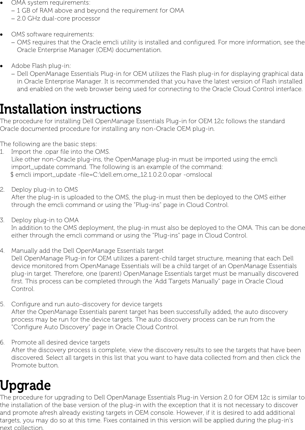 Page 4 of 5 - Dell Dell-Openmanage-Plug-In-Version-2-0-For-Oracle-Enterprise-Manager-12C-Owners-Manual- OpenManage Plug-in Version 2.0 For Oracle Enterprise Manager 12c Release Notes Dell-openmanage-plug-in-version-2-0-for-oracle-enterprise-manager-12c-owners-manual