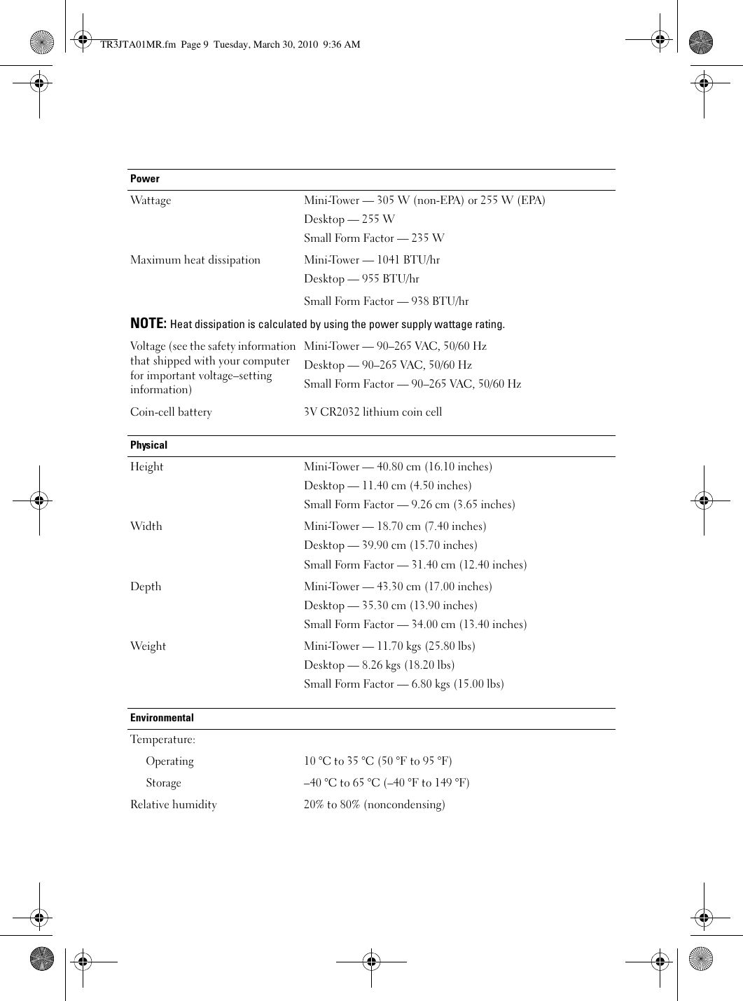 Page 9 of 10 - Dell Dell-Optiplex-780-Late-2009-Setup-And-Features-Information- OptiPlex 780 Setup And Features Information  Dell-optiplex-780-late-2009-setup-and-features-information