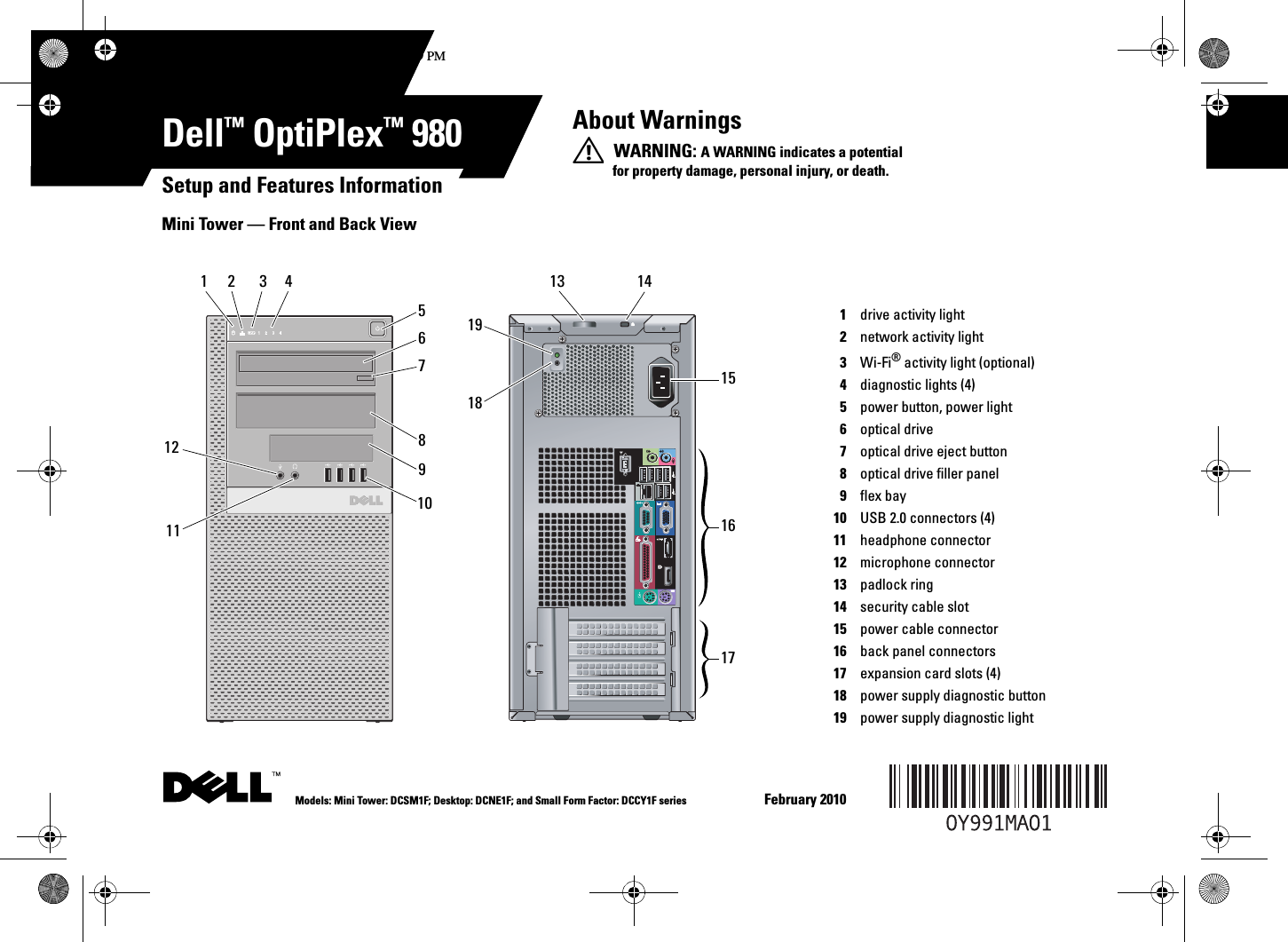 Page 1 of 8 - Dell Dell-Optiplex-980-Early-2010-Quick-Start-Guide- OptiPlex 980 Setup And Features Information  Dell-optiplex-980-early-2010-quick-start-guide