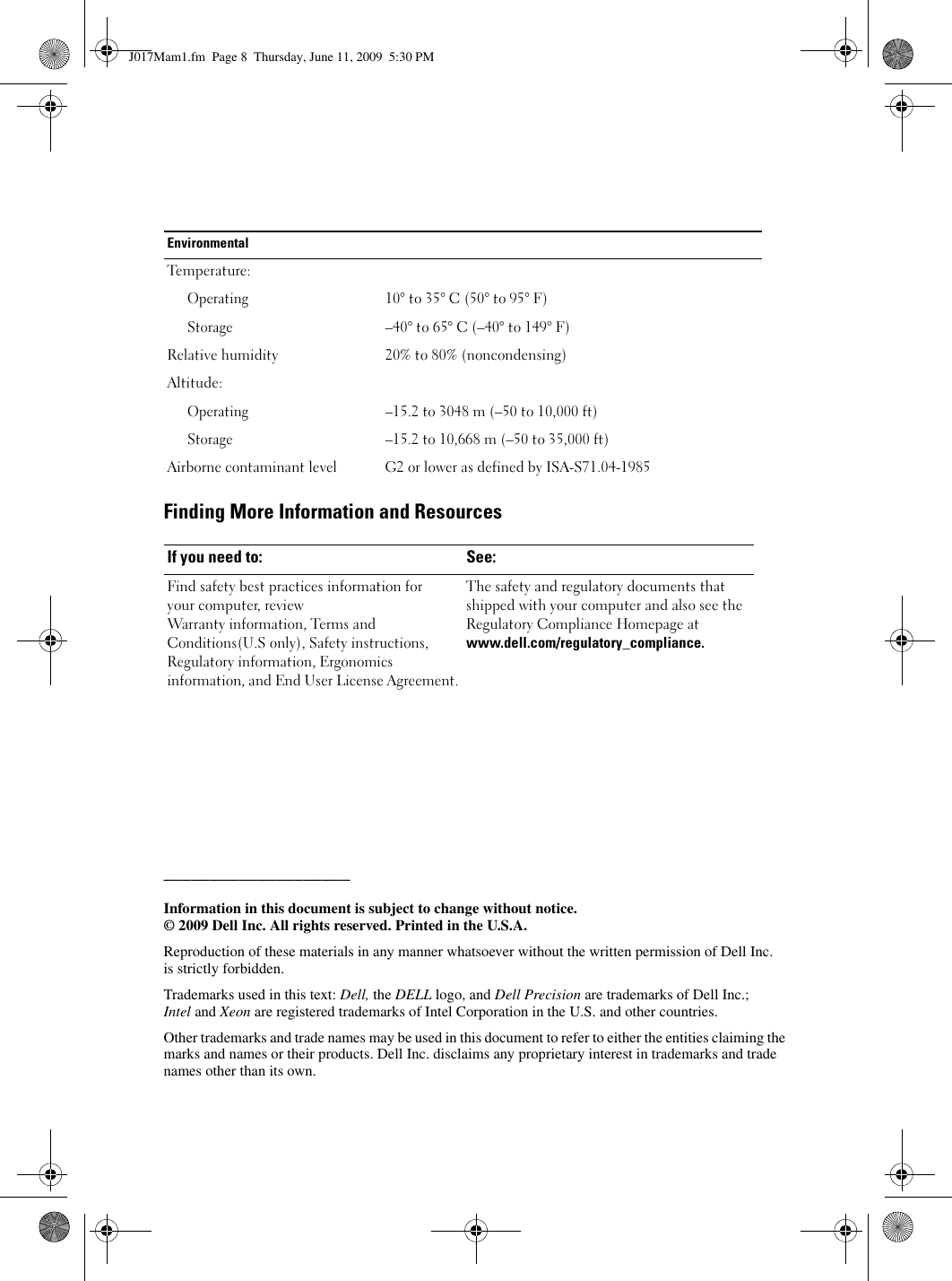 Page 8 of 8 - Dell Dell-Personal-Computer-T3500-Users-Manual- Precision T3500 Setup And Features Information Tech Sheet  Dell-personal-computer-t3500-users-manual