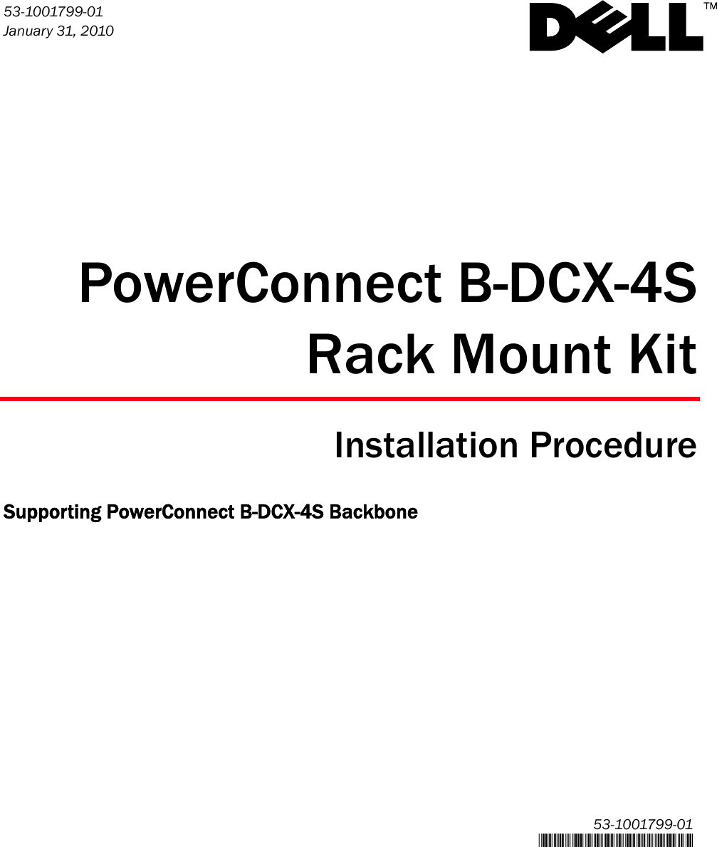 Page 1 of 10 - Dell Dell-Powerconnect-B-Dcx-4S-Rack-Mount-Kit-Installation-Manual- PowerConnect B-DCX-4s Rack Mount Kit Installation  Dell-powerconnect-b-dcx-4s-rack-mount-kit-installation-manual