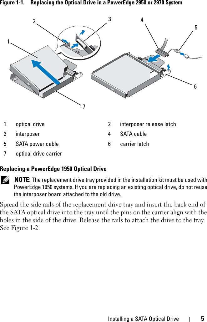 Page 5 of 10 - Dell Dell-Poweredge-2950-Installation-Manual- Installing A SATA Optical Drive  Dell-poweredge-2950-installation-manual