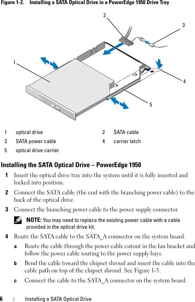 Page 6 of 10 - Dell Dell-Poweredge-2950-Installation-Manual- Installing A SATA Optical Drive  Dell-poweredge-2950-installation-manual