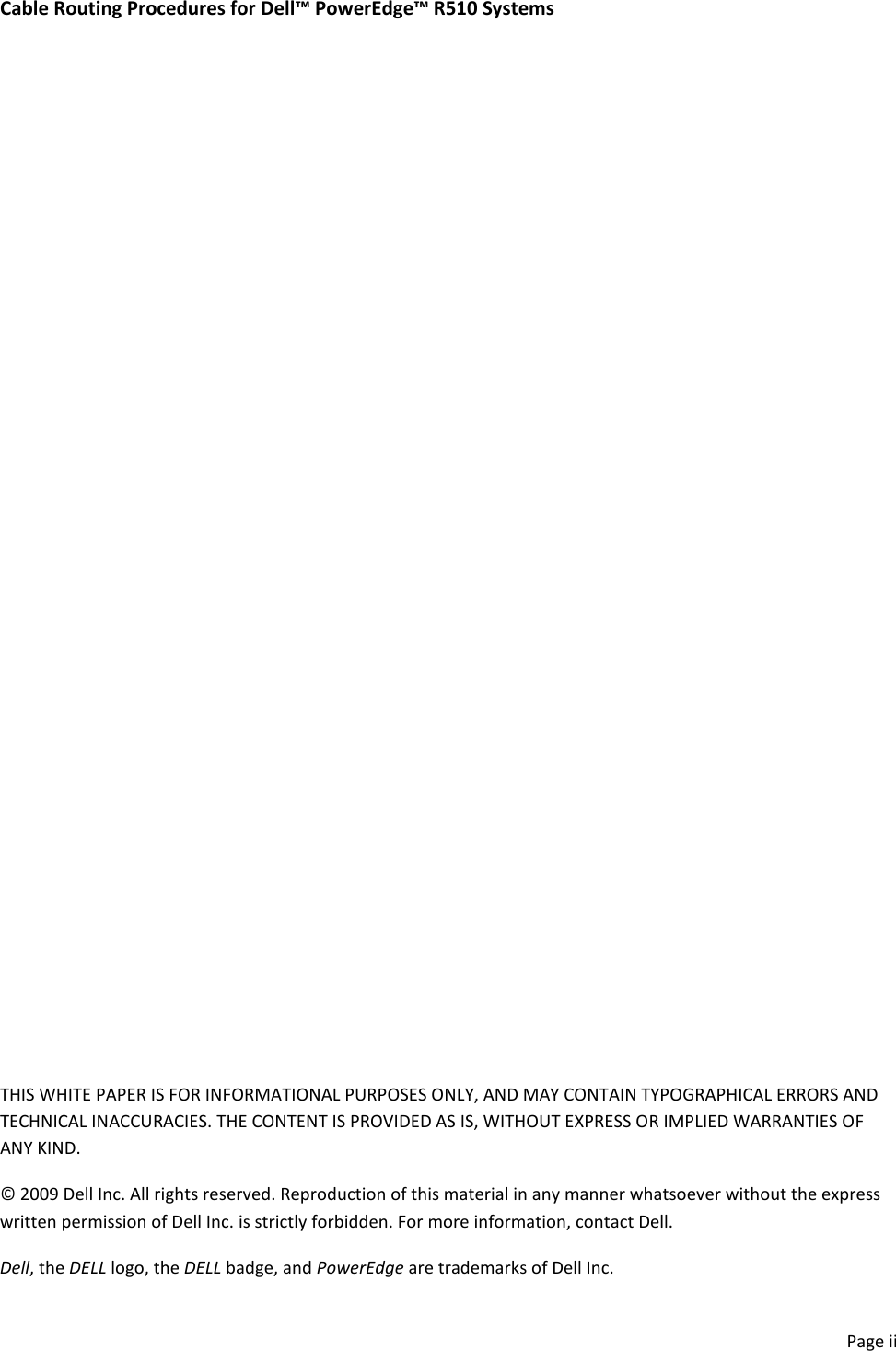 Page 2 of 11 - Dell Dell-Poweredge-Rack-Enclosure-2410-Cabling-R510-White-Paper- Cabling PowerEdge R510 Dell-poweredge-rack-enclosure-2410-cabling-r510-white-paper