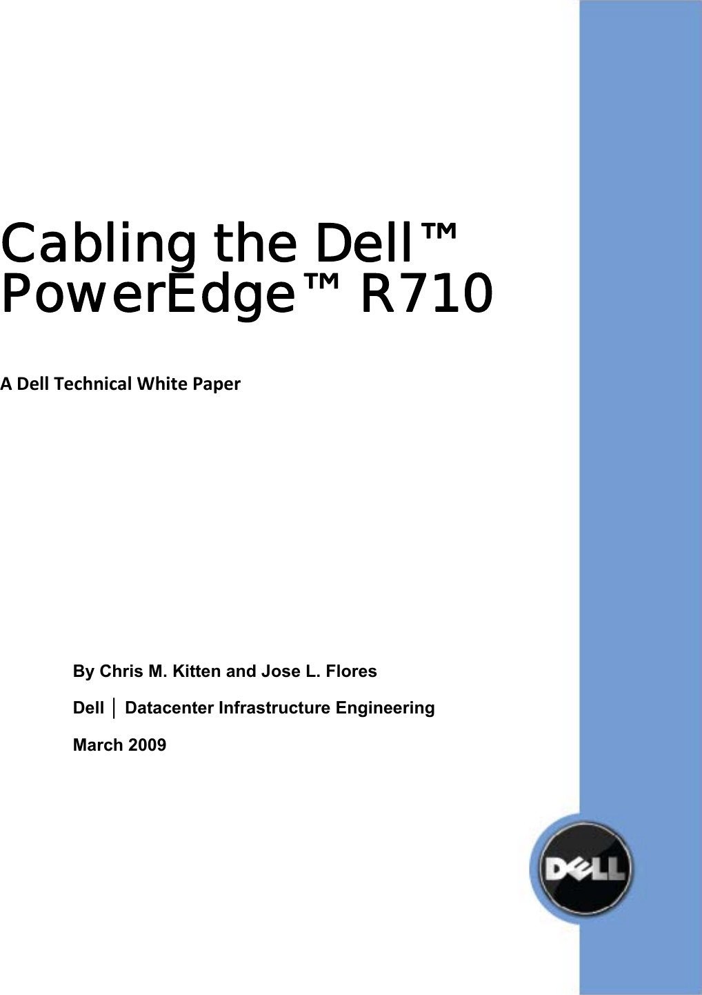 Page 1 of 9 - Dell Dell-Poweredge-Rack-Enclosure-2420-Cabling-R710-White-Paper- Cabling PowerEdge R710  Dell-poweredge-rack-enclosure-2420-cabling-r710-white-paper