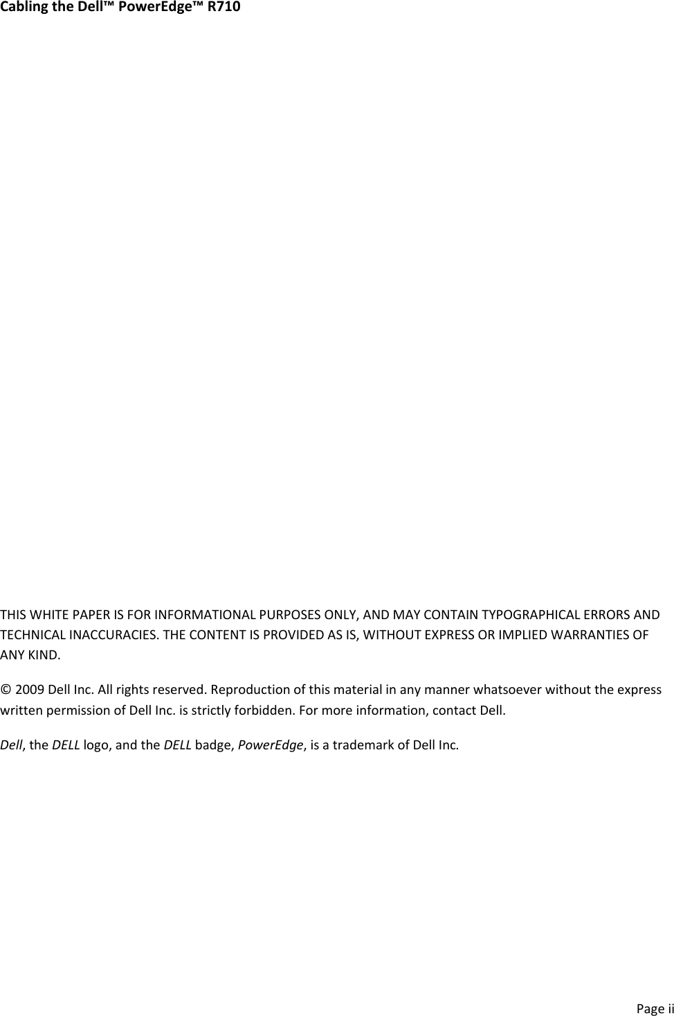 Page 2 of 9 - Dell Dell-Poweredge-Rack-Enclosure-2420-Cabling-R710-White-Paper- Cabling PowerEdge R710  Dell-poweredge-rack-enclosure-2420-cabling-r710-white-paper