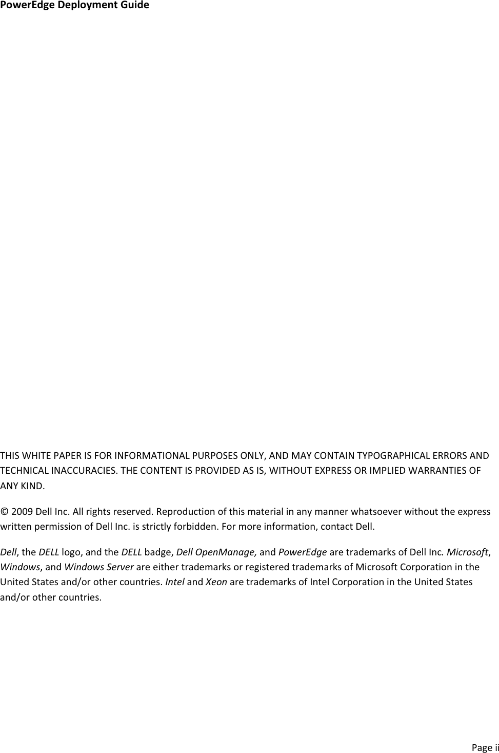Page 2 of 7 - Dell Dell-Poweredge-T710-Deployment-Guide- DELL™ PowerEdge™ Deployment Guide  Dell-poweredge-t710-deployment-guide