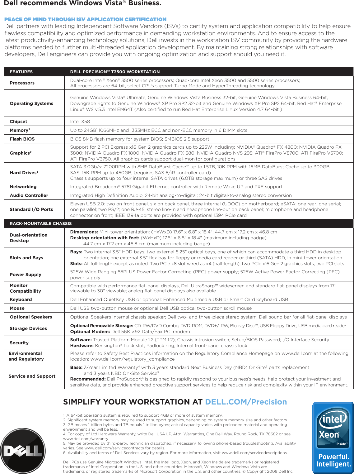 Page 2 of 2 - Dell If Not Then Precision T3500 Brochure