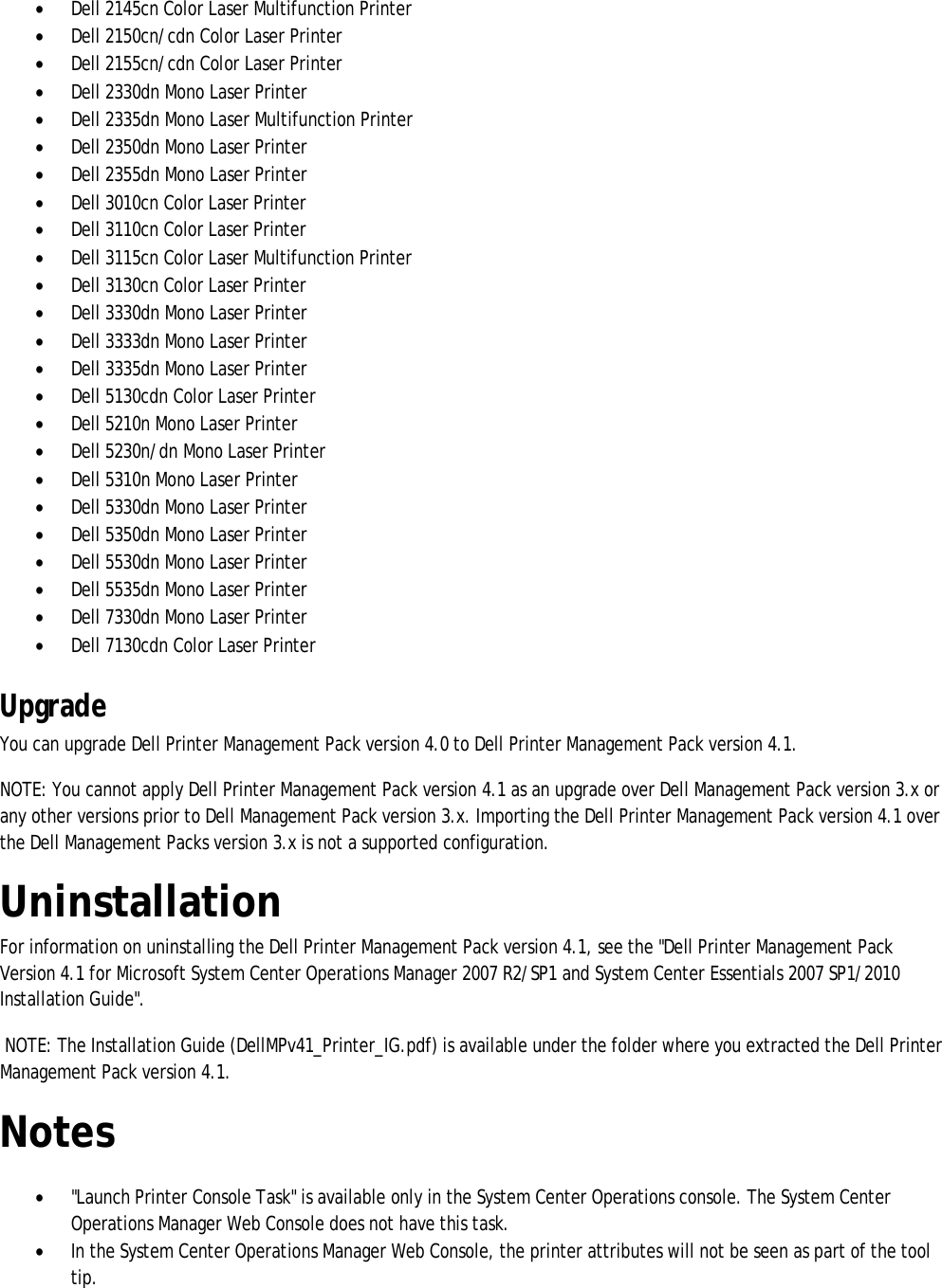 Page 3 of 5 - Dell Dell-Printer-Management-Pack-Version-4-1-For-Microsoft-System-Center-Operations-Manager-Owners-Manual- Printer Management Pack Version 4.1 For Microsoft System Center Operations Manager Readme - Client  Dell-printer-management-pack-version-4-1-for-microsoft-system-center-operations-manager-owners-manual