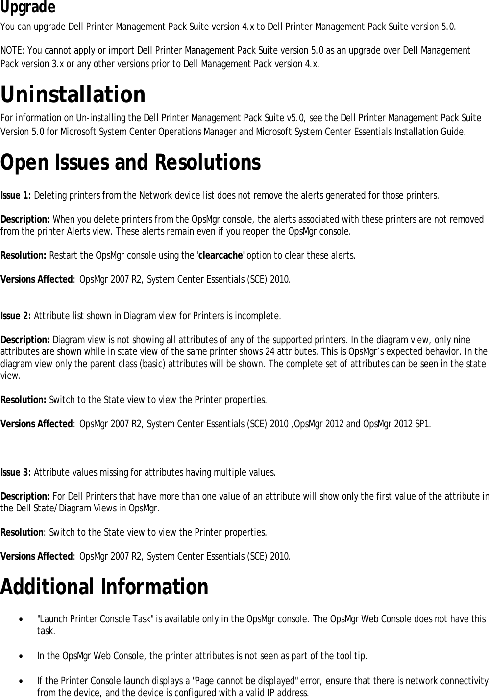Page 5 of 6 - Dell Dell-Printer-Management-Pack-Version-5-0-For-Microsoft-System-Center-Operations-Manager-Owners-Manual- Printer Management Pack Version 5.0 For Microsoft System Center Operations Manager Readme  Dell-printer-management-pack-version-5-0-for-microsoft-system-center-operations-manager-owners-manual