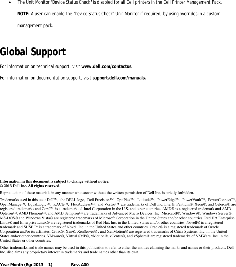 Page 6 of 6 - Dell Dell-Printer-Management-Pack-Version-5-0-For-Microsoft-System-Center-Operations-Manager-Owners-Manual- Printer Management Pack Version 5.0 For Microsoft System Center Operations Manager Readme  Dell-printer-management-pack-version-5-0-for-microsoft-system-center-operations-manager-owners-manual
