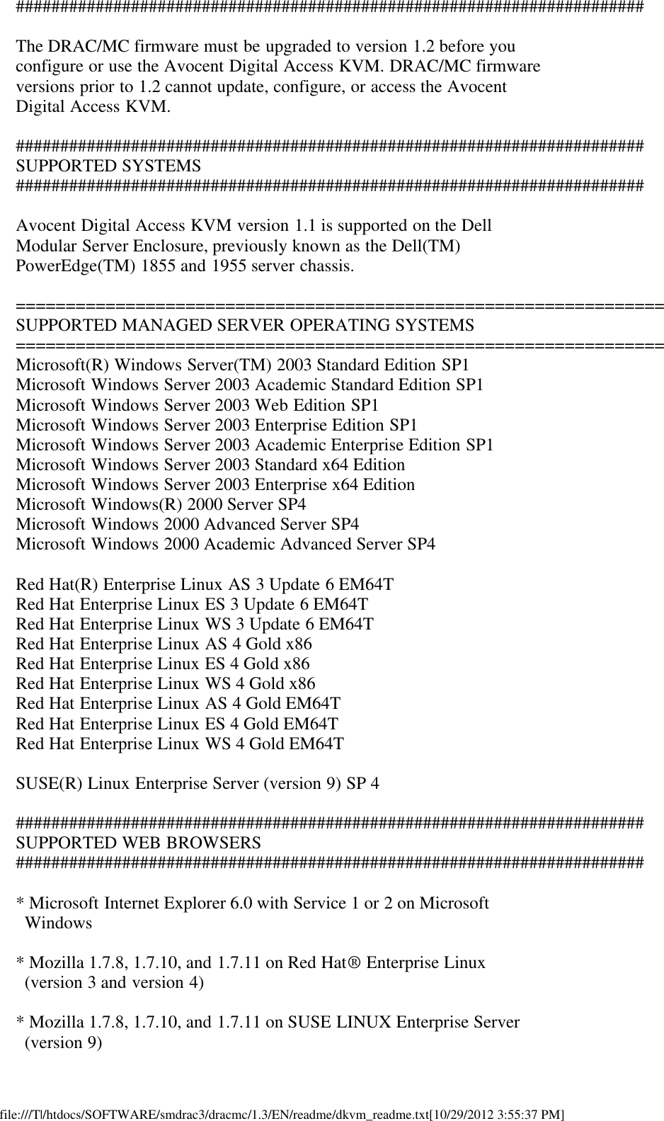 Page 2 of 7 - Dell Dell-Remote-Access-Controller-Mc-Version-1-3-Owners-Manual- Remote Access Controller/MC Version 1.3 Avocent™ Digital KVM Readme Dell-remote-access-controller-mc-version-1-3-owners-manual