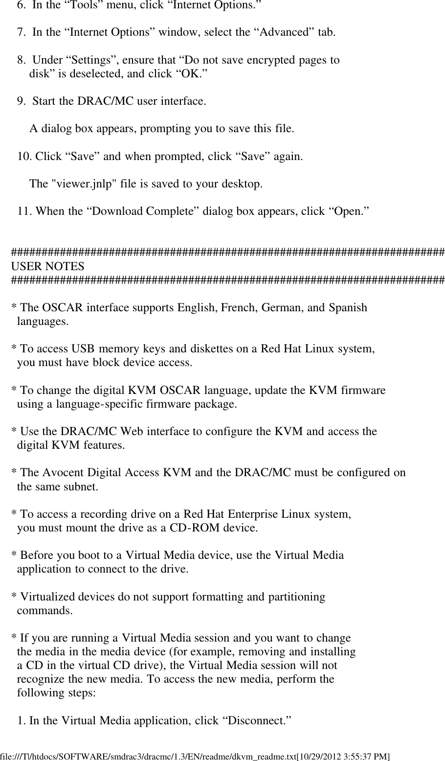 Page 5 of 7 - Dell Dell-Remote-Access-Controller-Mc-Version-1-3-Owners-Manual- Remote Access Controller/MC Version 1.3 Avocent™ Digital KVM Readme Dell-remote-access-controller-mc-version-1-3-owners-manual