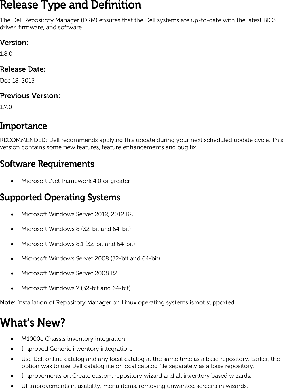 Page 2 of 8 - Dell Dell-Repository-Manager-Version-1-8-Owners-Manual- Repository Manager Version 1.8 Release Notes Dell-repository-manager-version-1-8-owners-manual