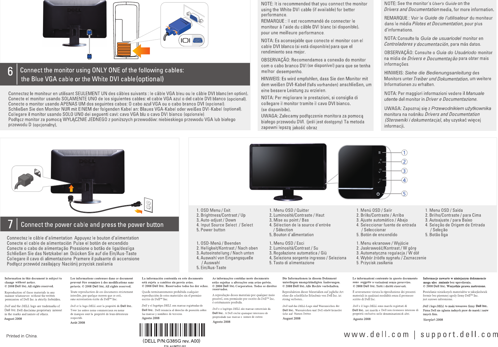 Page 2 of 2 - Dell Dell-S2309W-Users-Manual- S2309W_QSG_west_front  Dell-s2309w-users-manual