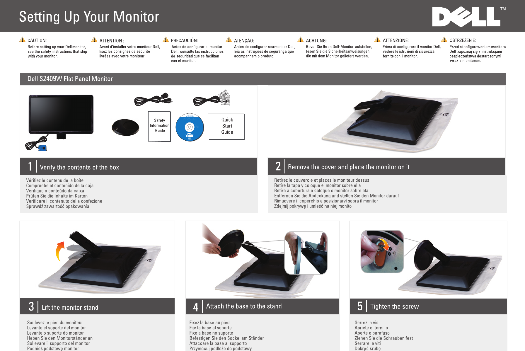 Dell S2409w Users Manual S2409w Qsg West Front Barcode