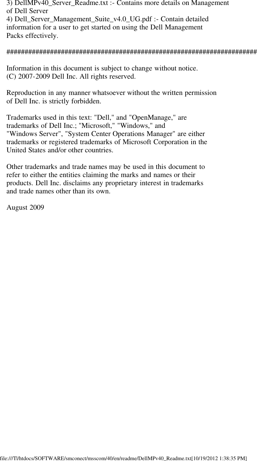 Page 2 of 2 - Dell Dell-Server-Management-Pack-Version-4-0-For-Microsoft-System-Center-Operations-Manager-Owners-Manual- Server Management Pack Version 4.0 For Microsoft System Center Operations Manager Readme - Suite  Dell-server-management-pack-version-4-0-for-microsoft-system-center-operations-manager-owners-manual