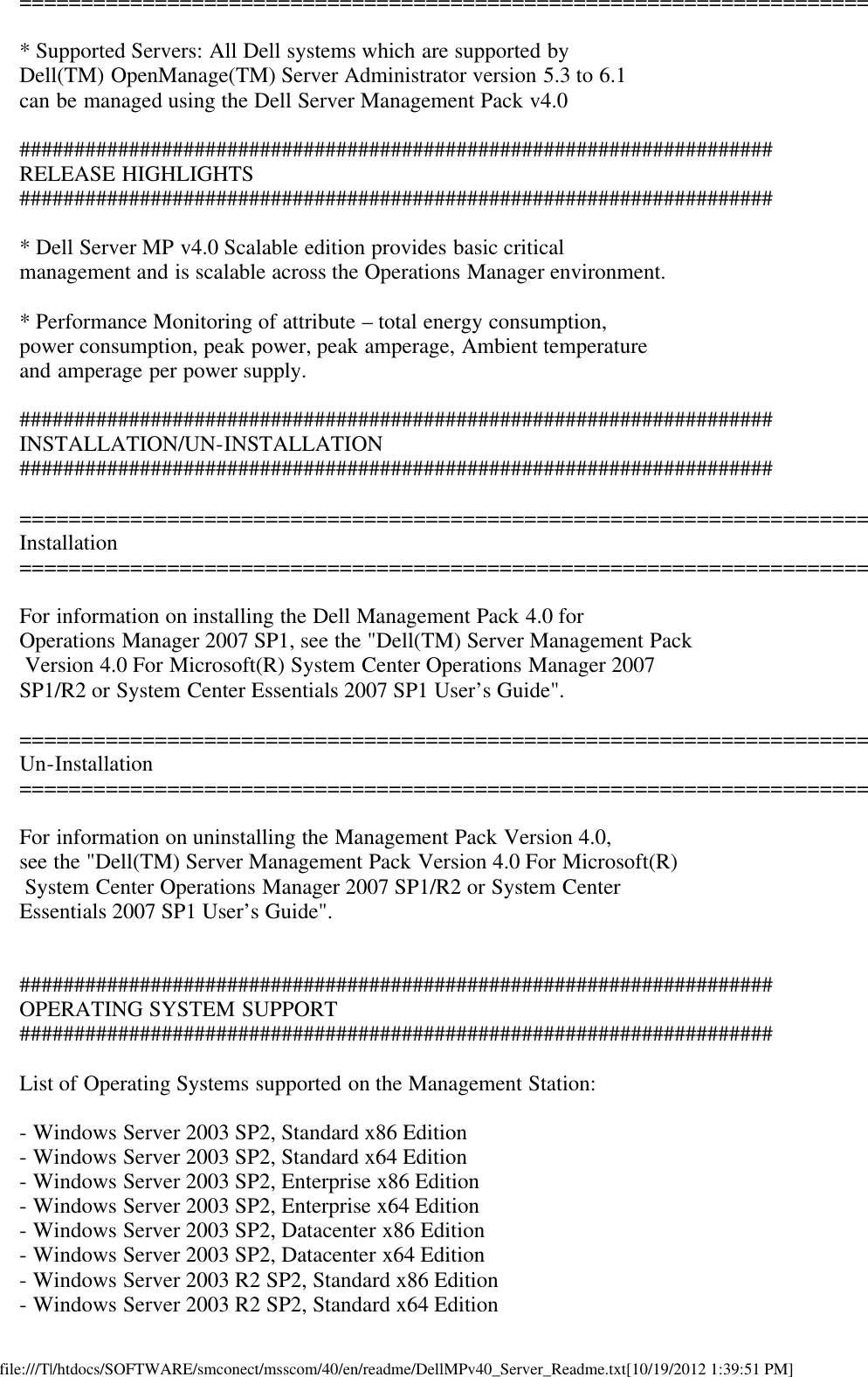 Dell Server Management Pack Version 4 0 For Microsoft System Center