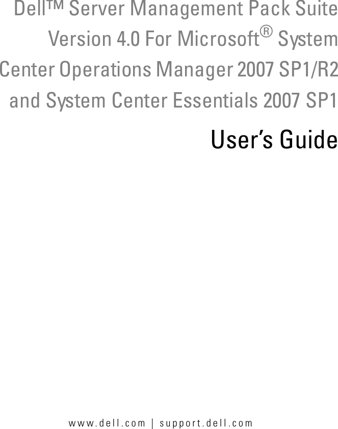 Dell Server Management Pack Version 4 0 For Microsoft System Center