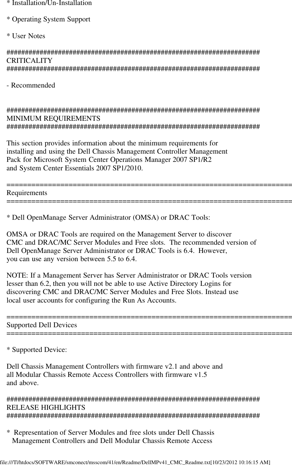 Page 2 of 9 - Dell Dell-Server-Management-Pack-Version-4-1-For-Microsoft-System-Center-Operations-Manager-Owners-Manual- Readme For Chassis Management Controller Pack  Dell-server-management-pack-version-4-1-for-microsoft-system-center-operations-manager-owners-manual