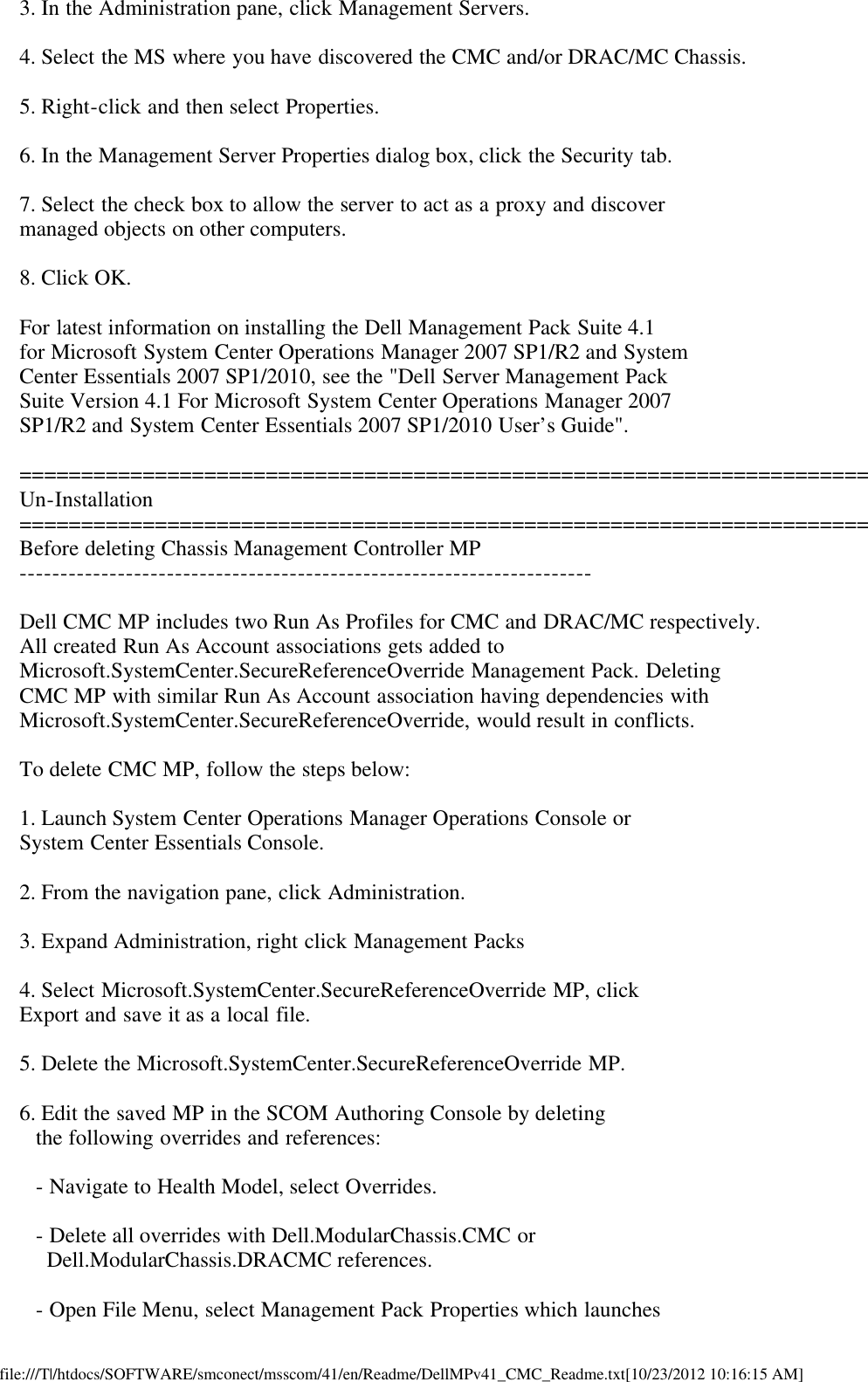 Page 5 of 9 - Dell Dell-Server-Management-Pack-Version-4-1-For-Microsoft-System-Center-Operations-Manager-Owners-Manual- Readme For Chassis Management Controller Pack  Dell-server-management-pack-version-4-1-for-microsoft-system-center-operations-manager-owners-manual