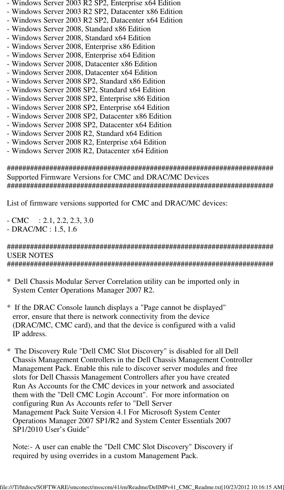 Page 7 of 9 - Dell Dell-Server-Management-Pack-Version-4-1-For-Microsoft-System-Center-Operations-Manager-Owners-Manual- Readme For Chassis Management Controller Pack  Dell-server-management-pack-version-4-1-for-microsoft-system-center-operations-manager-owners-manual